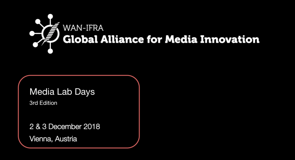 2 & 3 DECEMBER 2018 – MEDIA LAB DAYS @ APA-medialab in Vienna, Austria