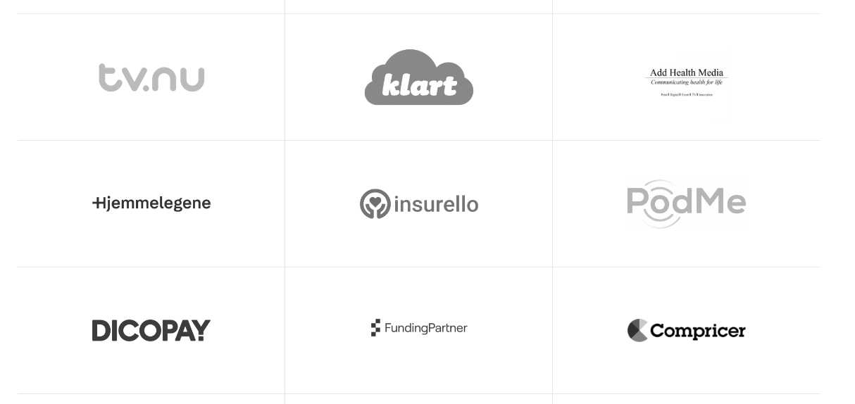 The logos of nine Schibsted Next portfolio companies