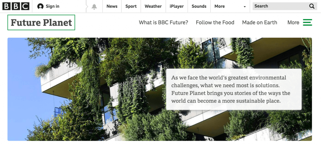 BBC Future Planet: development in a solutions